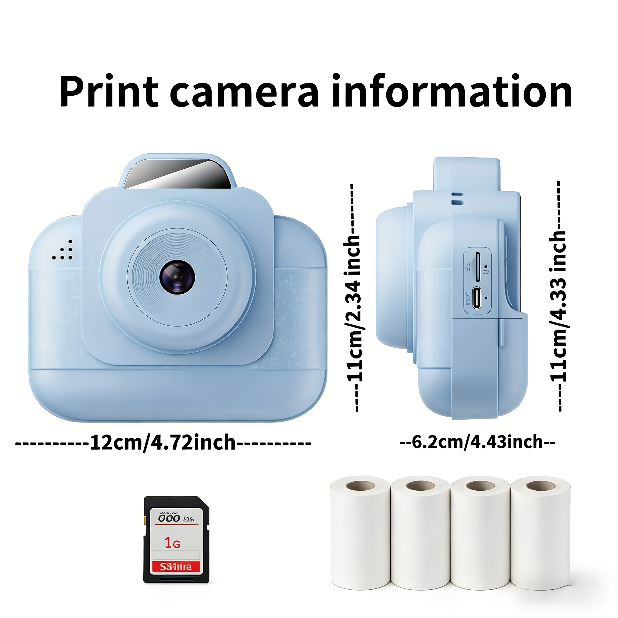 Printer Paper - Draagbare fotoprinter (blauw) met oplaadbare batterij